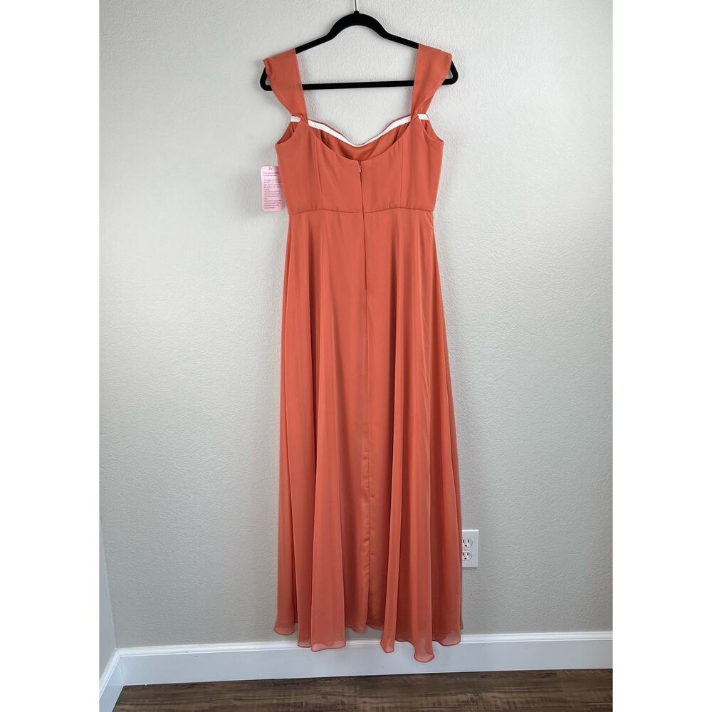 After Six Terracotta Off Shoulder Basque Neck Maxi Dress Evening Gown 8 NWT - Picture 14 of 15
